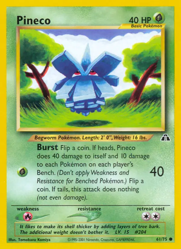 Pineco Pokemon card from Neo Discovery