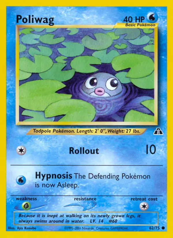 Poliwag Pokemon card from Neo Discovery