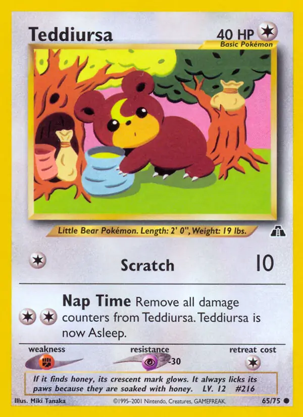 Teddiursa Pokemon card from Neo Discovery