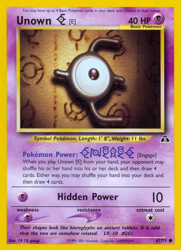 Unown [E] Pokemon card from Neo Discovery