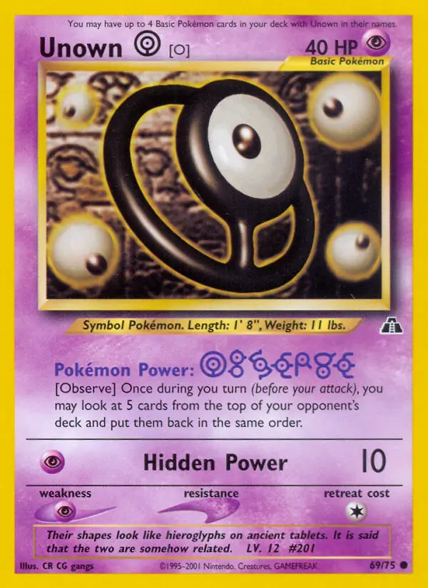 Unown [O] Pokemon card from Neo Discovery