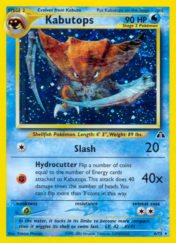 Kabutops Holo Pokemon card from Neo Discovery