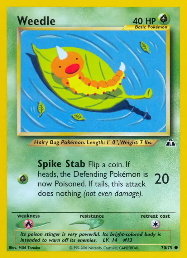 Weedle Pokemon card from Neo Discovery
