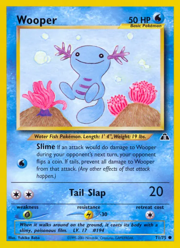 Wooper Pokemon card from Neo Discovery
