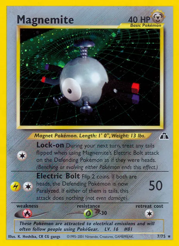 Magnemite Holo Pokemon card from Neo Discovery