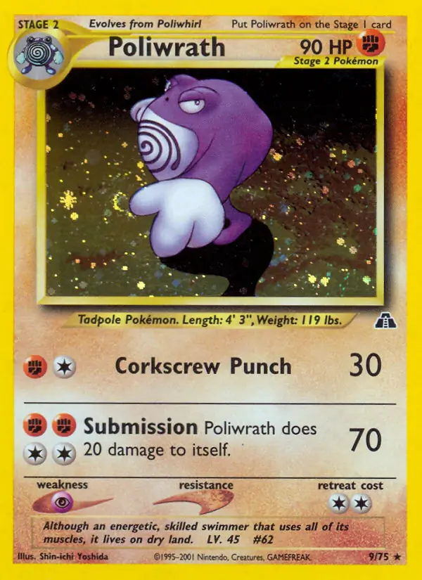 Poliwrath Holo Pokemon card from Neo Discovery