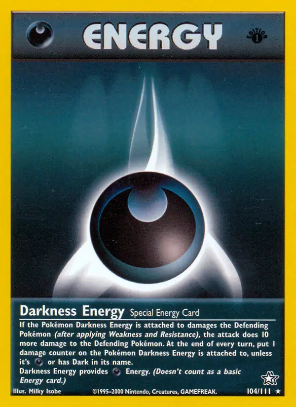 Darkness Energy (Special) Pokemon card from Neo Genesis 1st Edition