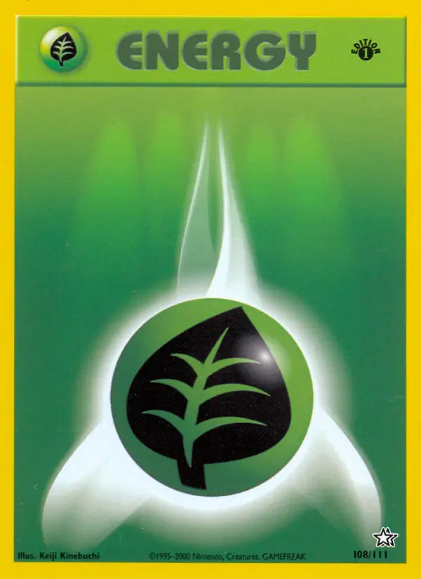 Grass Energy Pokemon card from Neo Genesis 1st Edition