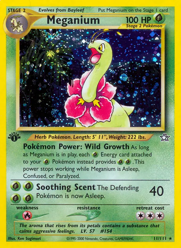 Meganium Holo Pokemon card from Neo Genesis 1st Edition