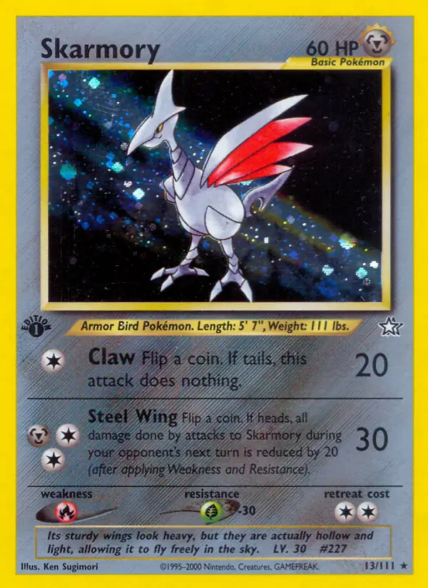 Skarmory Holo Pokemon card from Neo Genesis 1st Edition