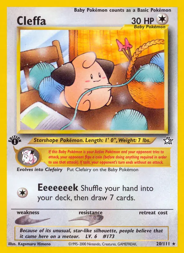 Cleffa Pokemon card from Neo Genesis 1st Edition