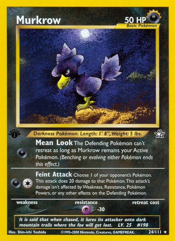 Murkrow Pokemon card from Neo Genesis 1st Edition
