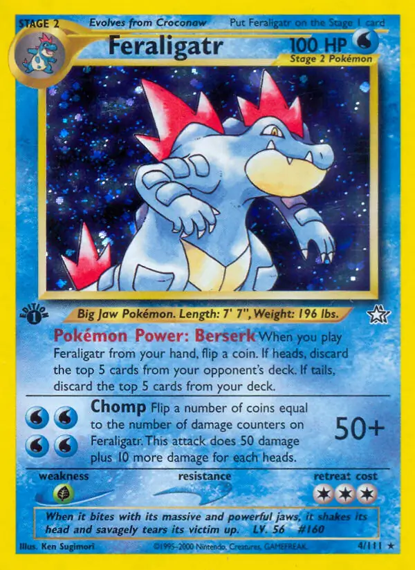 Feraligatr Holo Pokemon card from Neo Genesis 1st Edition