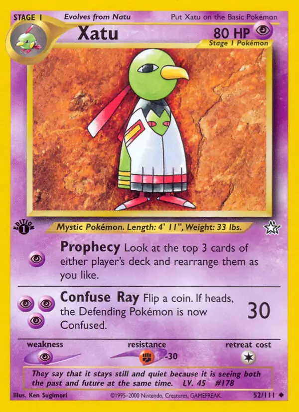 Xatu Pokemon card from Neo Genesis 1st Edition