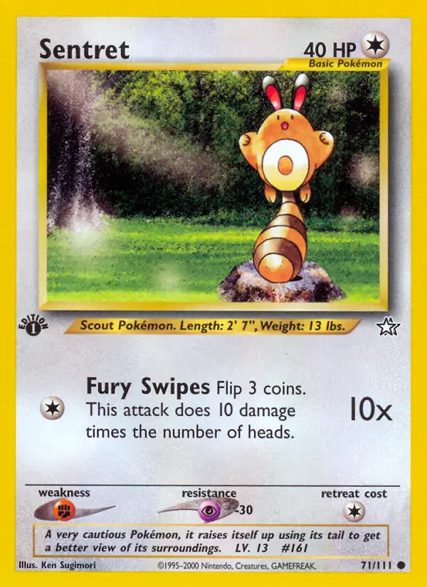 Sentret Pokemon card from Neo Genesis 1st Edition