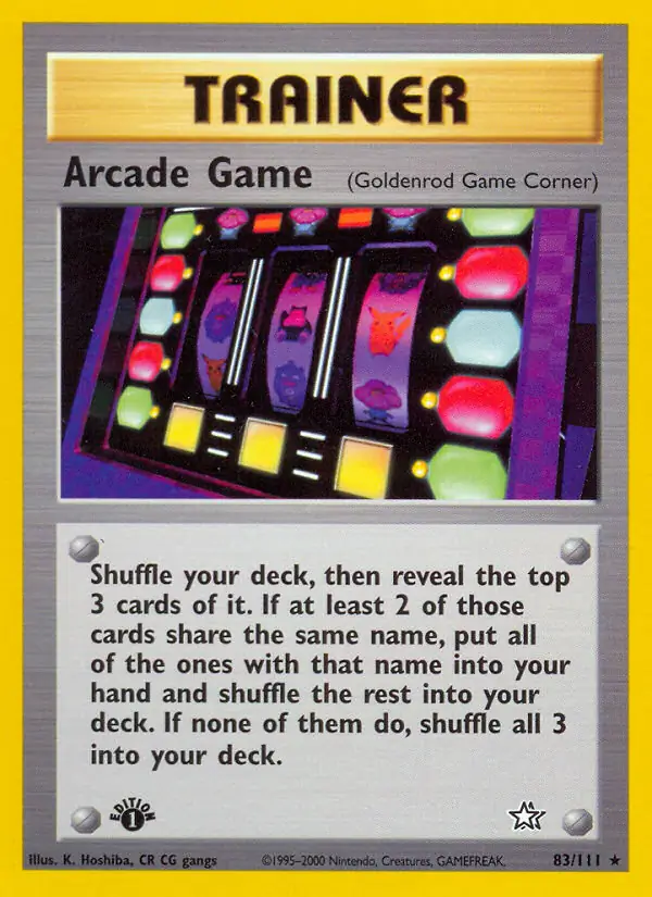Arcade Game Pokemon card from Neo Genesis 1st Edition