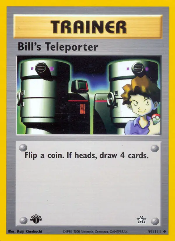 Bill's Teleporter Pokemon card from Neo Genesis 1st Edition