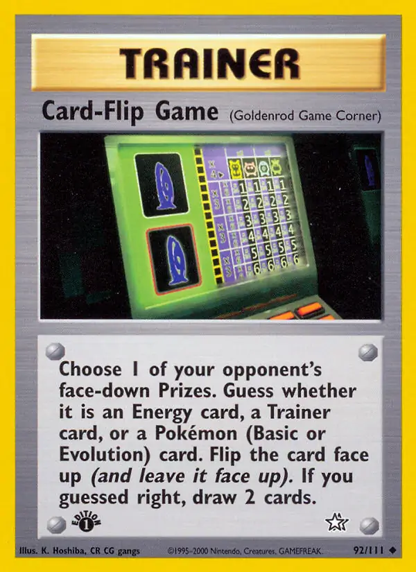 Card-Flip Game Pokemon card from Neo Genesis 1st Edition