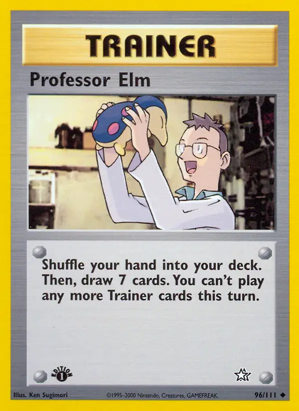 Professor Elm Pokemon card from Neo Genesis 1st Edition