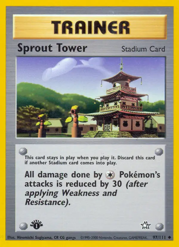 Sprout Tower Pokemon card from Neo Genesis 1st Edition