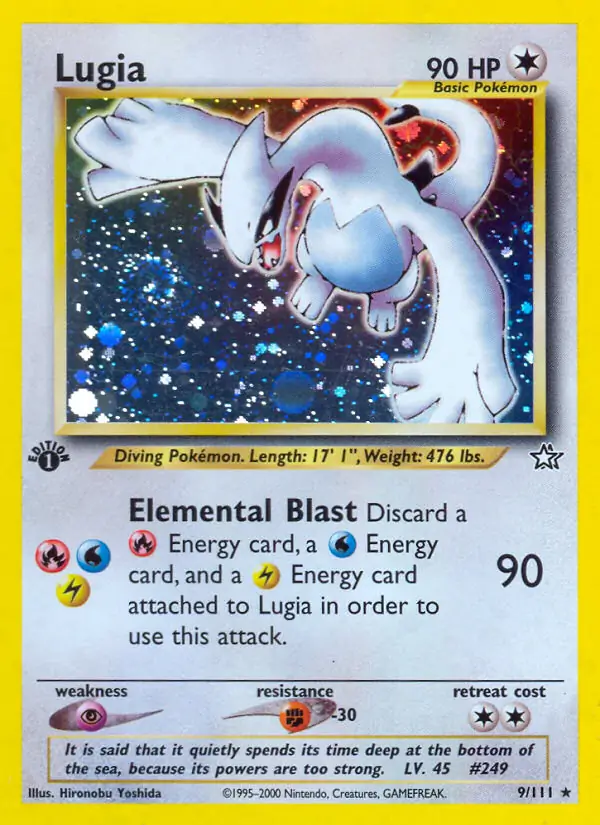 Lugia Holo Pokemon card from Neo Genesis 1st Edition