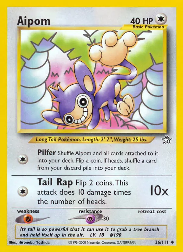 Aipom Pokemon card from Neo Genesis