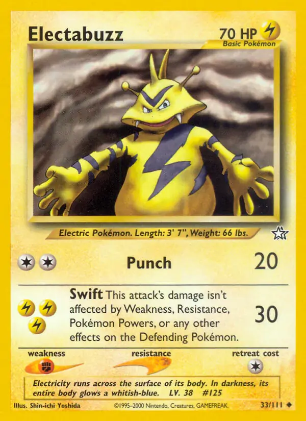 Electabuzz Pokemon card from Neo Genesis