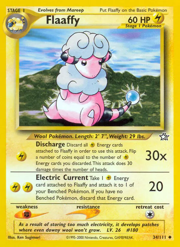 Flaaffy Pokemon card from Neo Genesis