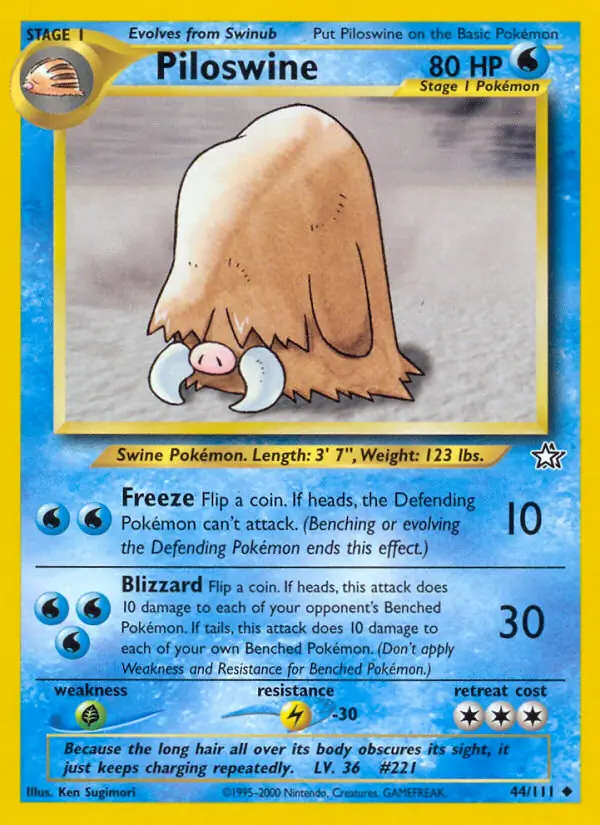 Piloswine Pokemon card from Neo Genesis