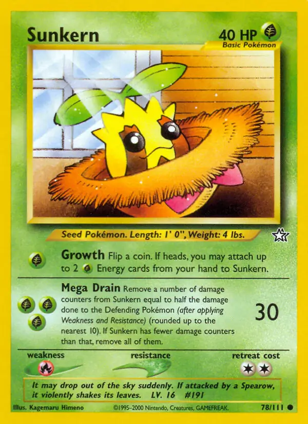 Sunkern Pokemon card from Neo Genesis