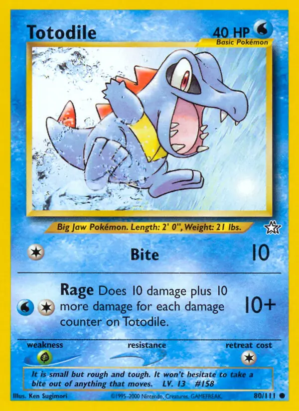 Totodile Pokemon card from Neo Genesis