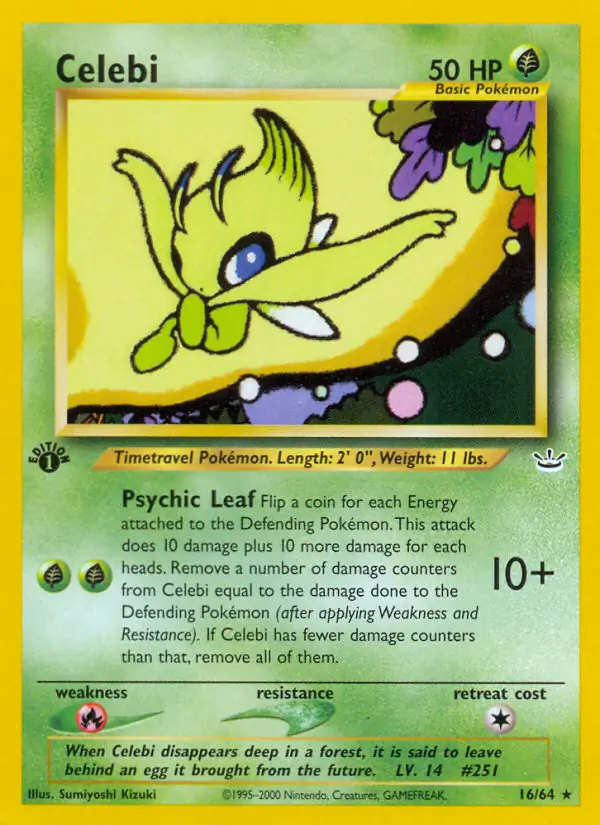 Celebi Pokemon card from Neo Revelation 1st Edition