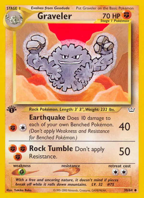 Graveler Pokemon card from Neo Revelation 1st Edition