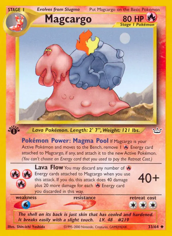 Magcargo Pokemon card from Neo Revelation 1st Edition