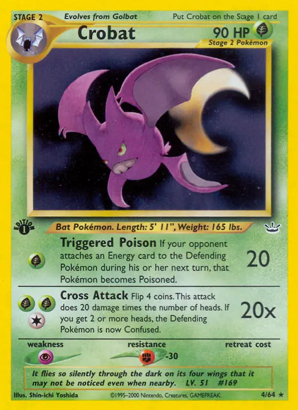 Crobat Holo Pokemon card from Neo Revelation 1st Edition