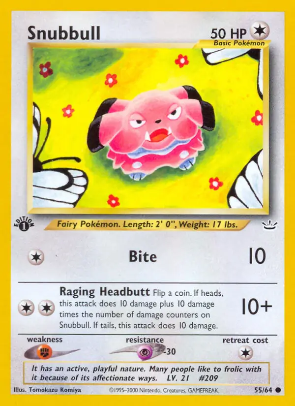 Snubbull Pokemon card from Neo Revelation 1st Edition