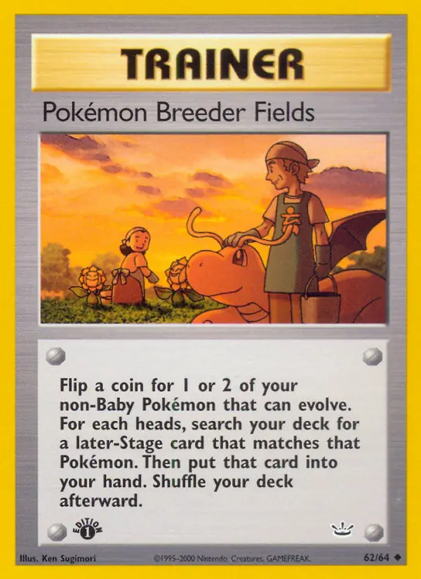 Pokemon Breeder Fields Pokemon card from Neo Revelation 1st Edition