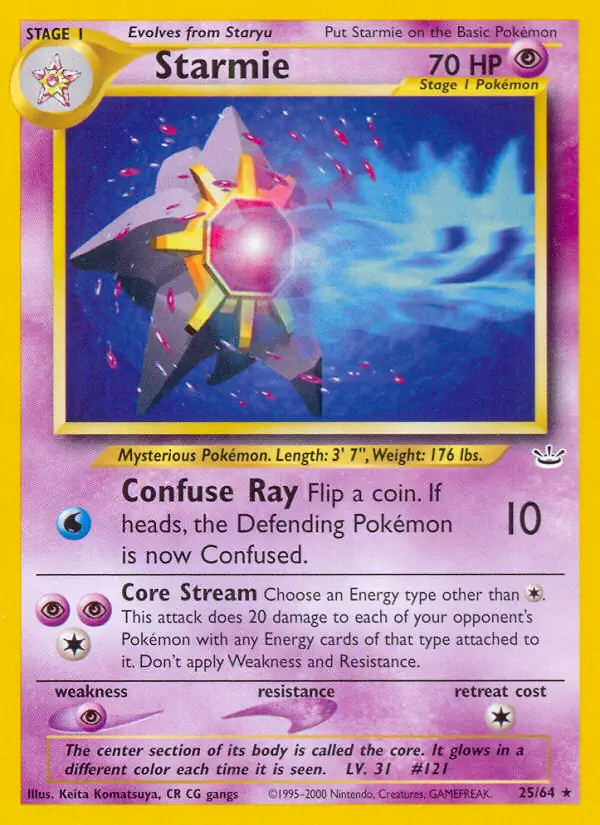 Starmie Pokemon card from Neo Revelation