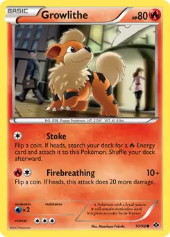 Growlithe Pokemon card from Next Destinies