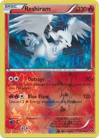 Reshiram Reverse Holo Pokemon card from Next Destinies