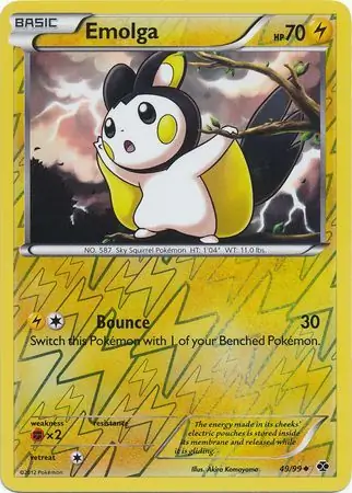 Emolga Reverse Holo Pokemon card from Next Destinies