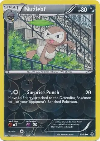 Nuzleaf Reverse Holo Pokemon card from Next Destinies