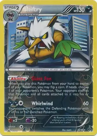 Shiftry Reverse Holo Pokemon card from Next Destinies