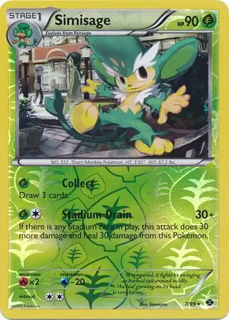 Simisage Reverse Holo Pokemon card from Next Destinies