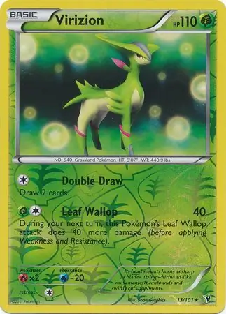 Virizion Reverse Holo Pokemon card from Noble Victories