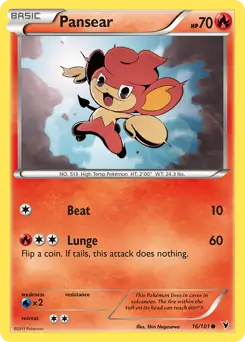 Pansear Pokemon card from Noble Victories