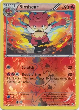 Simisear Reverse Holo Pokemon card from Noble Victories