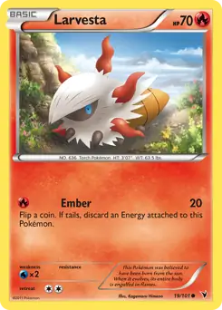 Larvesta Pokemon card from Noble Victories
