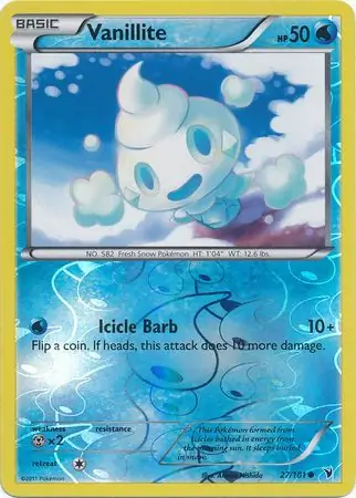 Vanillite Reverse Holo Pokemon card from Noble Victories