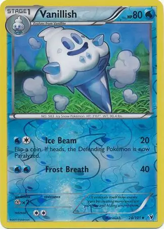Vanillish Reverse Holo Pokemon card from Noble Victories